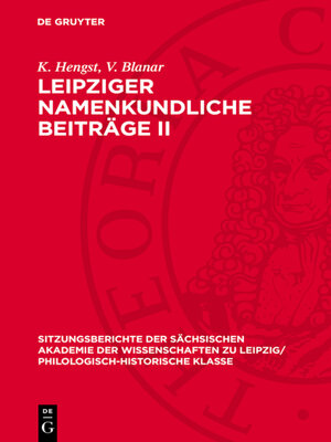 cover image of Leipziger namenkundliche Beiträge II
